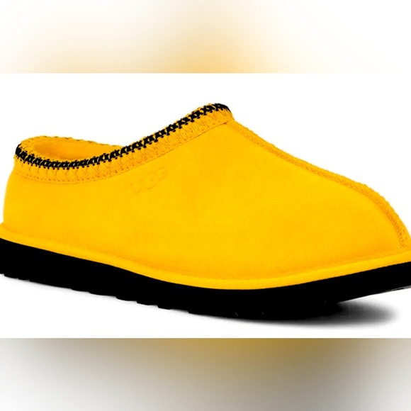 NEW LIMITED YELLOW UGG Men’s Tasman fur Suede Slippers Size 12 - Picture 2 of 9